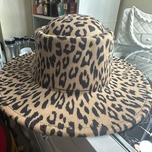 Leopard Print Wide Brim Hat